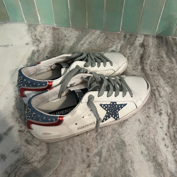 GGDB Golden Goose Superstars 38 Sneakers Red White Blue - Picture 7 of 12